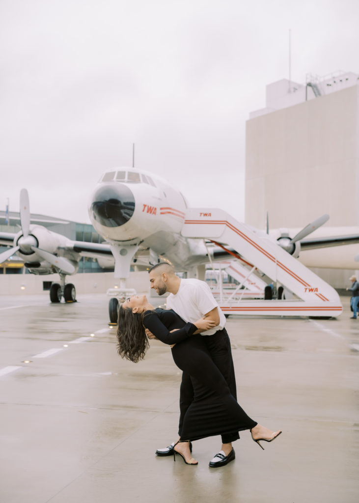 TWA Hotel photos in front of the plane