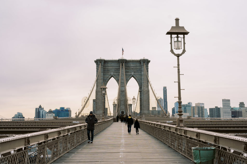 NYC Engagement Photos at Brooklyn Bridge