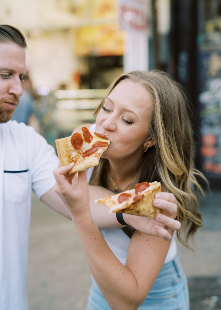 couple sharing pizza