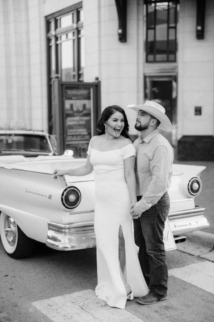 fort worth courthouse wedding with dfw vintage cars