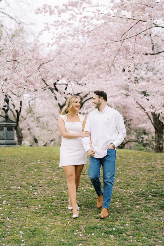 Cherry blossom engagement photos 