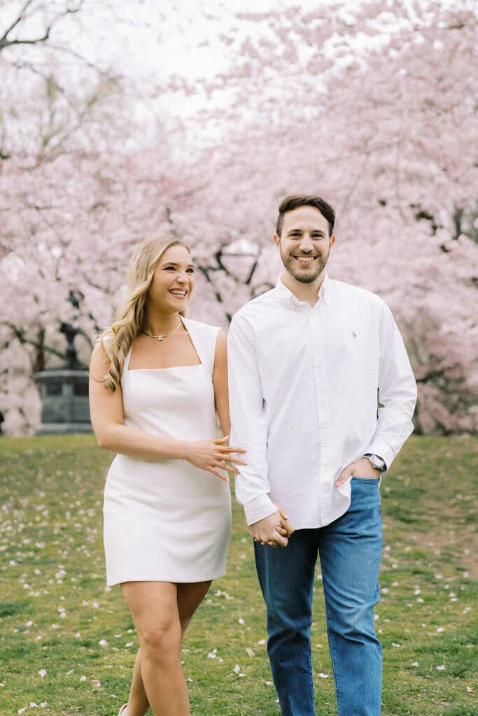 Cherry blossom engagement photos 