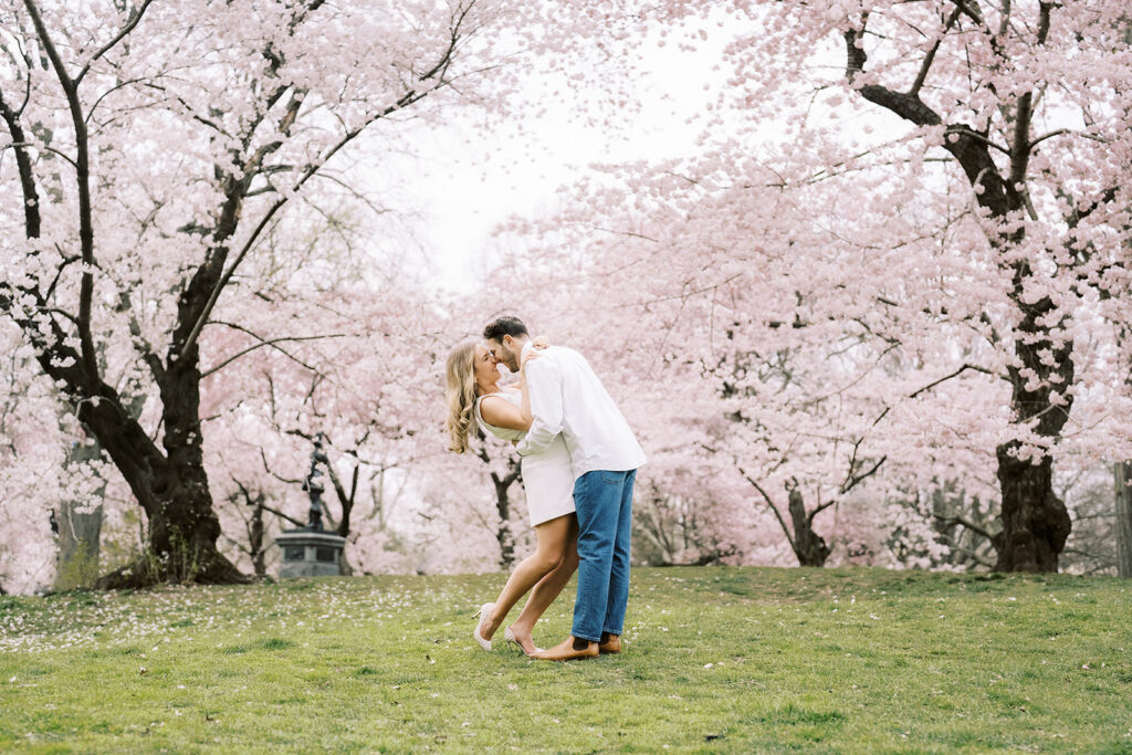 Cherry blossom engagement photos 