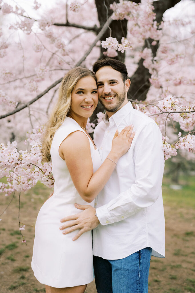 Cherry blossom engagement photos 