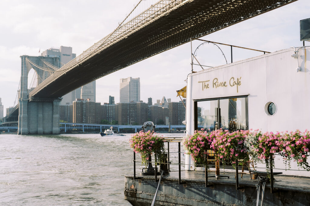 Terrace at the River Cafe at sunset