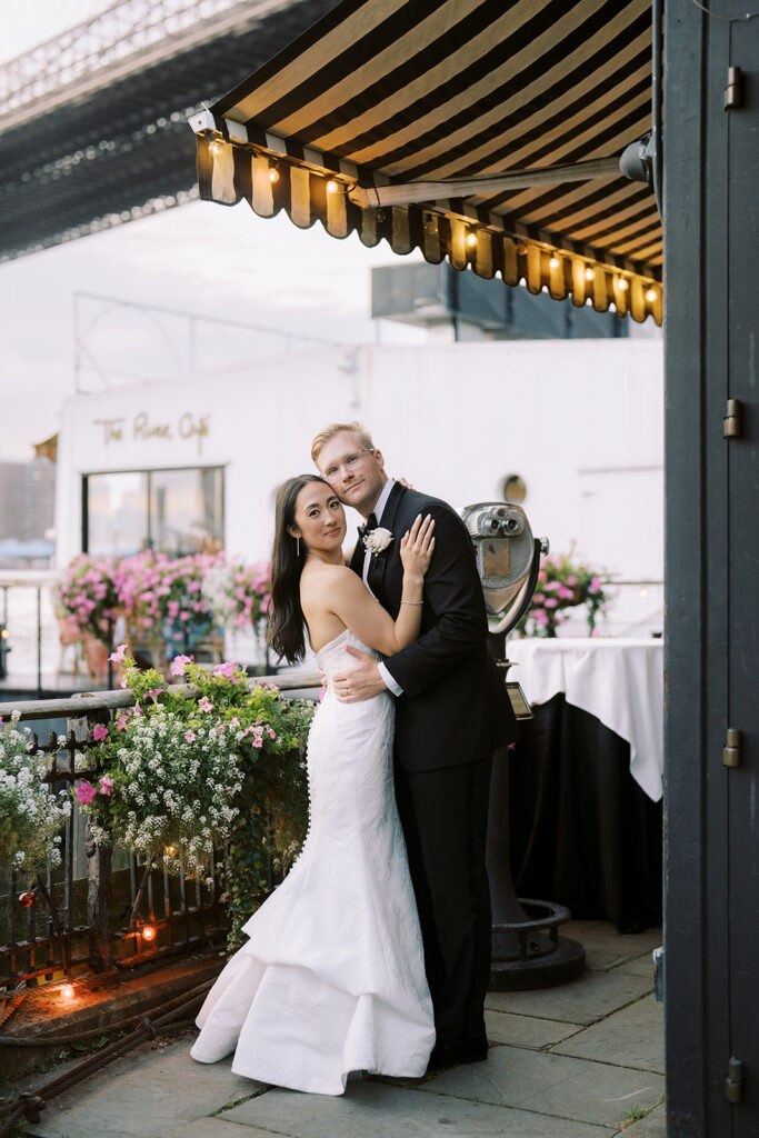 Newlyweds at The River Cafe in Brooklyn