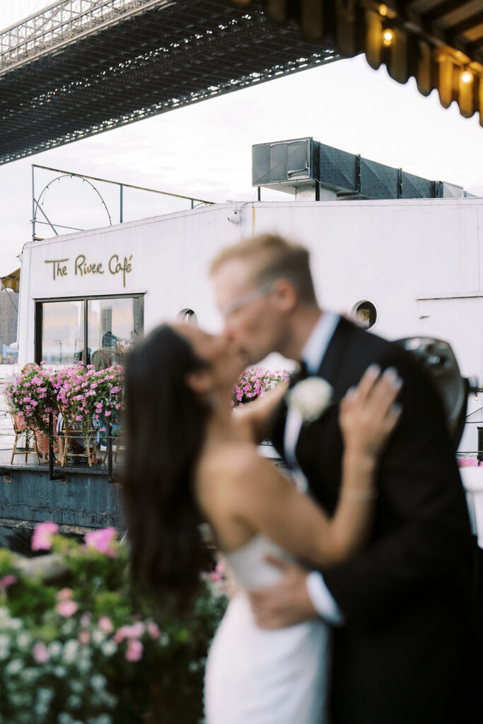 Newlyweds at The River Cafe in Brooklyn