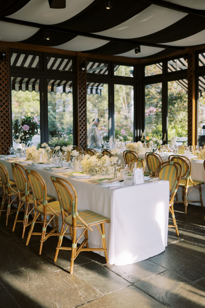 Reception details indoors at the River Cafe