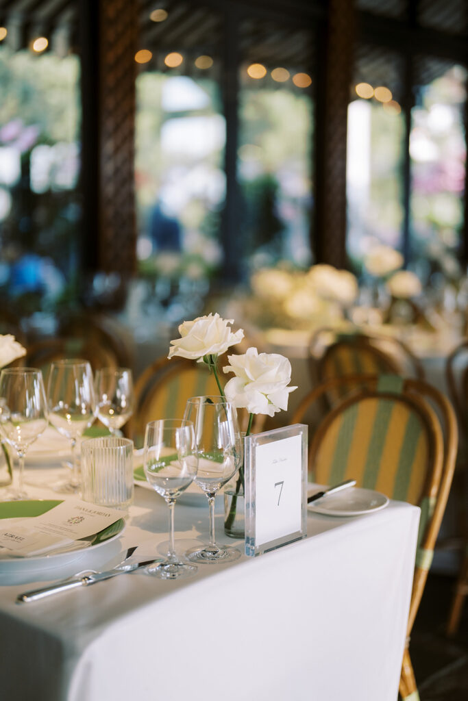 Reception details indoors at the River Cafe