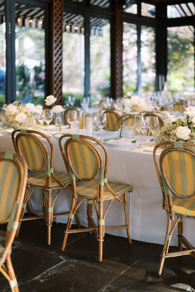 Reception details indoors at the River Cafe