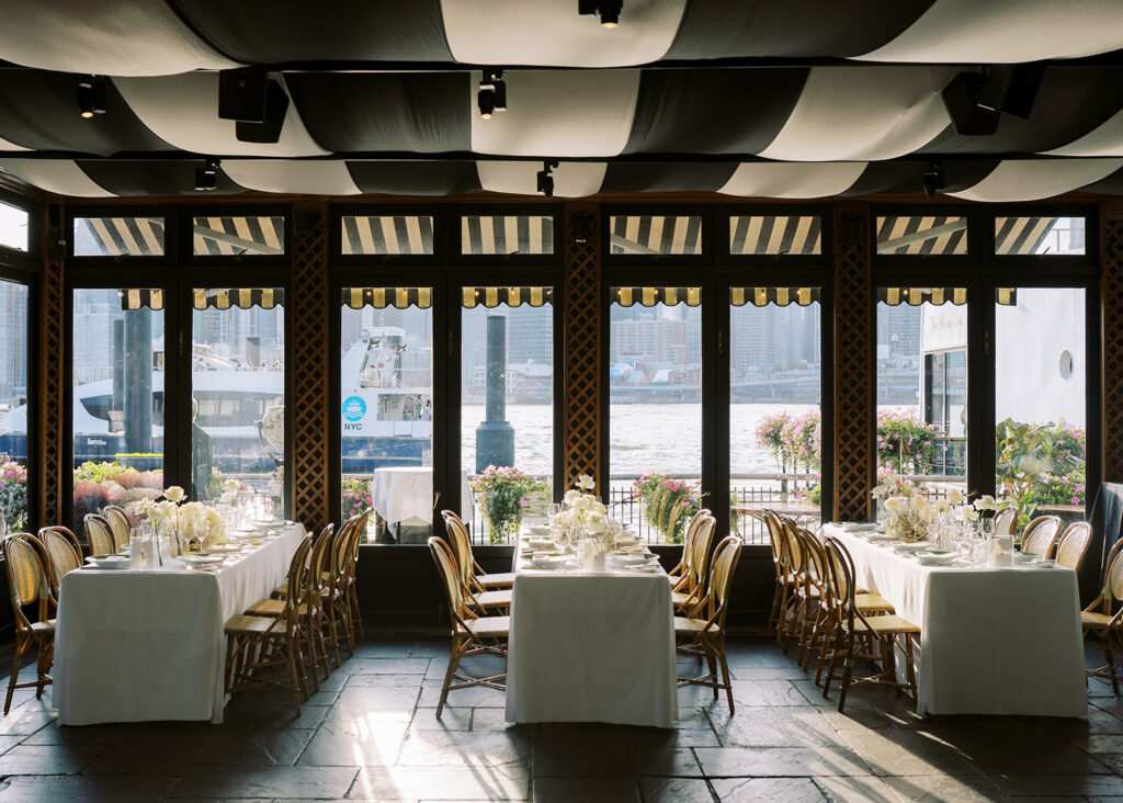 Reception details indoors at the River Cafe